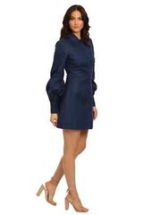LEO LIN Linen Collared Luminous Mini Dress Casual Blue Size 12 AU Preloved
