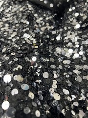 Basix II Nylon Dress 6 Black Silver Sequin Tulle Fit Flare Party Cocktail Skater