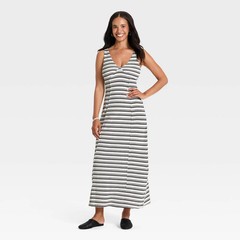 Women Knit Maxi Sweater Dress – Universal Thread Cream Striped S
