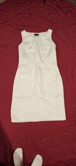 Emily White Textured V Neck Sheath Dress Size 12 Formal Business Occasion
