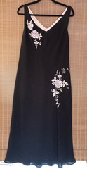 Vintage 90s S.L. Fashions Embroidered Rose Midi Dress Black Pink Plus Size 16