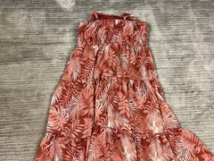 No Boundaries Dress Juniors XL Red Sundress Leaf Pattern Sleeveless Midi NWT
