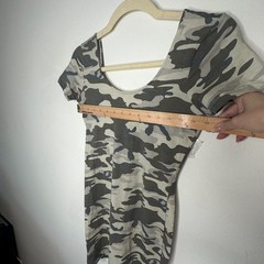 NWT Love Change Italy Camo Bodycon Dress Short Sleeve Deep Low U Back Stretch S