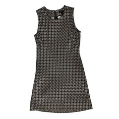 Banana Republic Mini Dress 4 Black Brown White Geo Print Bodycon Sleeveless Work