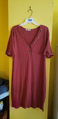 FULL CIRCLE ribbed knit button front dress rust color 3X