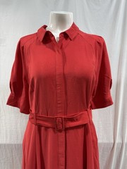 NWT LOFT Classic Button Front Dress Size 14 with Belt & Pockets