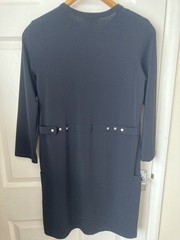 AGNES B snap button dress stretch comfort black size 3 pockets