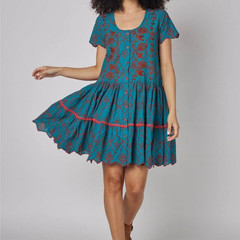 NWT ModaPosa Simonetta Fall Hand-Embroidered Cotton Dress Size Small