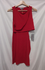 Good Luck Gem Ribbed Cut Out Bodycon Dress Sz Small Red Sleeveless