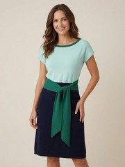 Boden Vera Turquoise Green & Navy Colourblock Knitted Dress – BNWT £98 – Size 14