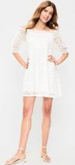 NWT Old Navy Off-the-Shoulder Lace Mini Dress, Sz M, White, Lined, Beach Boho