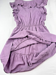 GAP NWT Ruffle Tiered Purple Mini Dress Flutter Sleeves Size M Petite