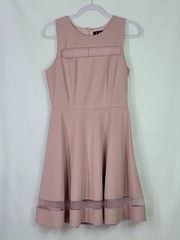 LULUS Social Circle Mauve Pink Mesh Skater Fit & Flare Sleeveless Dress Size Med