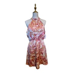 Lush Cream Paisley Halter Dress Open Back Tie Neck Women&rsquo;s M NWT Preppy Hippie