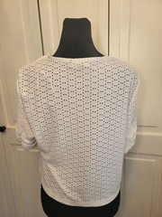 NWOT Perceptions Tan White Eyelet Jacket Tank Dress Set L Coastal Teacher Modest