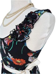 Anthropologie Moulinette Soeurs Asters Dress Black Floral Ribbon Belt 6 Florets