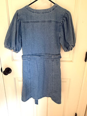Mi Ami by Francescas puff sleeve mini denim dress Size M western cowgirl chic