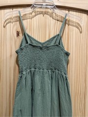 Spaghetti Strap Button-Front Green Dress with pockets, Size Small