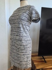 Loft Short Sleeve, Multcolor Tweed Cotton Blend Dress with front pockets Sz PS