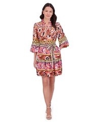 Vince Camuto Floral-Print Tiered Dress Women&rsquo;s 0 Multi Quarter Sleeve Pullover