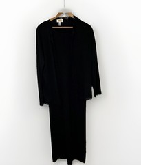 Vtg Talbots Knit Dress Cardigan Set M Black Wool Jersey Knit Blend Minimalist