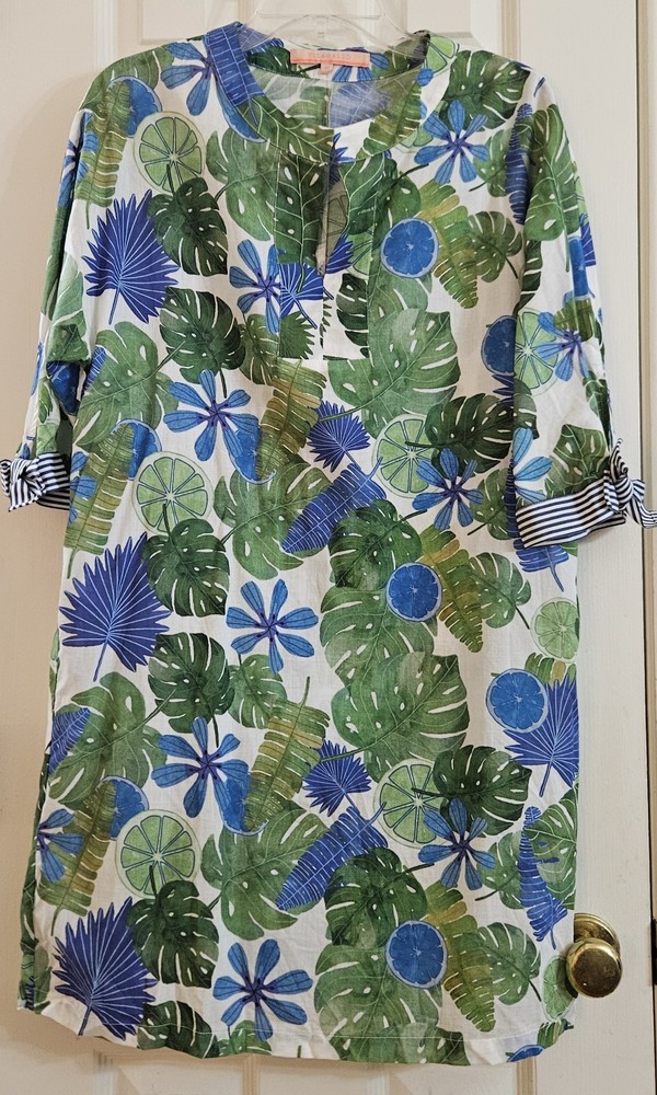 Vilagallo Anabella Botanical Print Cotton Shift Dress Made in Portugal EU40 US 8