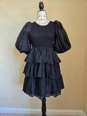 Sofie the Label black ruffle mini dress puff sleeve womens S
