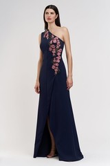 New, KAY UNGER NADINE ONE SHOULDER GOWN in Midnight Size 16 #LD165