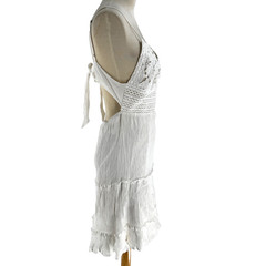 Shyanne Womens Lace Bustier Mini Dress Medium White Halter Crochet Cowgirl Rodeo