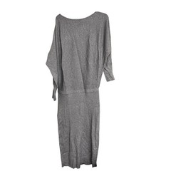 New JustFab Grey Ribbed Long Sleeve Dress
