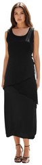 Ladies Black 3 Tier Triple Layer Chiffon Georgette Ties On Back Pencil Dress