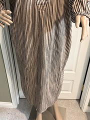 Universal Standard Brown Black Striped Midi Dress Oversized S V Neck Midi Cotton