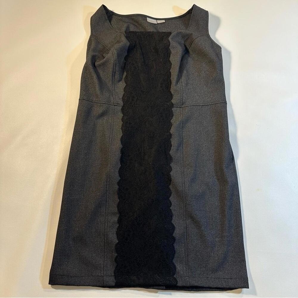 Eshakti Custom Size 1X(?) Gray Sleeveless Sheath Dress With Black Lace Panel