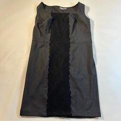 Eshakti Custom Size 1X(?) Gray Sleeveless Sheath Dress With Black Lace Panel