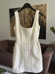 Self Portrait Women&rsquo;s White Tweed Sleeveless Suspender Dress