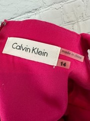CALVIN KLEIN raspberry pink cotton stretch open shoulders bodycon sundress 14