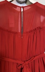 LOFT Red Classic Pleated Midi Ruffle Dress Size 4 Waist Tie