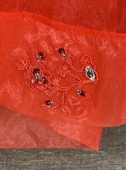 I dodress Formal Wedding S XS Red Lace Up Back Rhinestones Ruffled Sweatheart