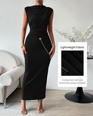 Women Ruched Bodycon Maxi Dresses Summer Casual Sleeveless Lightweight Slit E…