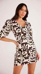 NEW MinkPink $ 149.00 Joan Puff Sleeve Mini Dress Back Zip Belted Pocket Size XS