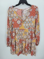 Andree by Unit Dress Womens Small Colorful Boho Print Long Sleeve Peasant Flowy