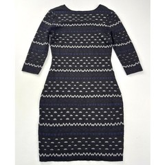 Danny & Nicole Bodycon Dress Geometric Print 3/4 Sleeve Career Small