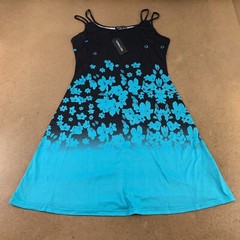 Noracora Women&rsquo;s Size Small Black Blue Floral Sleeveless A Line Tank Dress NWT