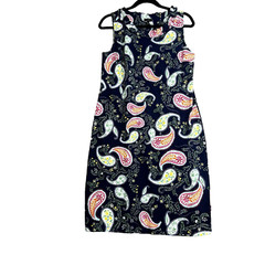 Talbots Womens Dress Size M Paisley Print Jersey Shift Sleeveless Maximalist