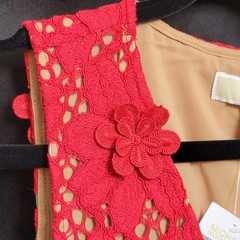 Michael Kors Scarlet Red Floral Appliqué Lace Dress Size 8 NWT Retail $350