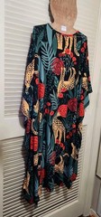 🌹ONE SZ 14-3X🐆 ELEGANT EMILY Red Roses CHEETAH Sequin KAFTAN Lounger Dress