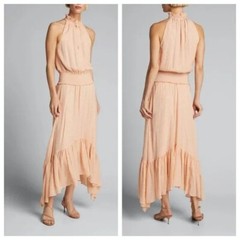 NWD A.L.C Kaia Metallic Sleeveless Smocked Silk Dress Size 6 Blush #1A455