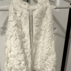 Bardot Ivory Lace Sheath Dress High Neck Sleeveless Lined Ruffle Zip
