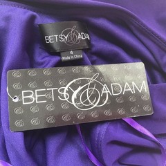 Betsy & Adam Purple Cocktail Dress Beaded One Shoulder Ruffle Mini Sheath Size 4