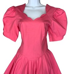 80s 90s &lsquo;Laura Ashley&rsquo; Pink Princess Cut Scalloped Neck Midi Party Dress UK 8/10